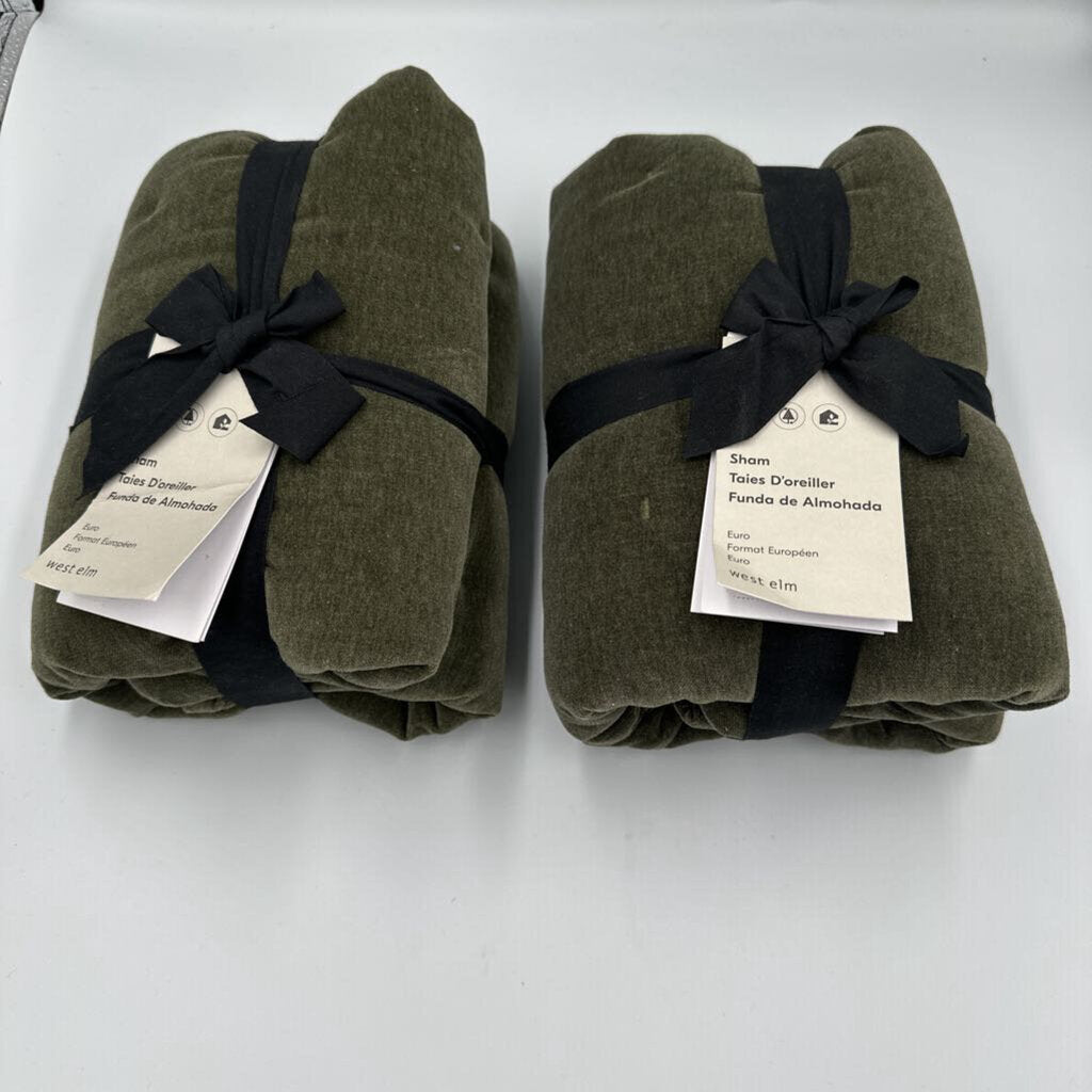 West Elm Lush Velvet Quilted Sham - Pair- 26X26H