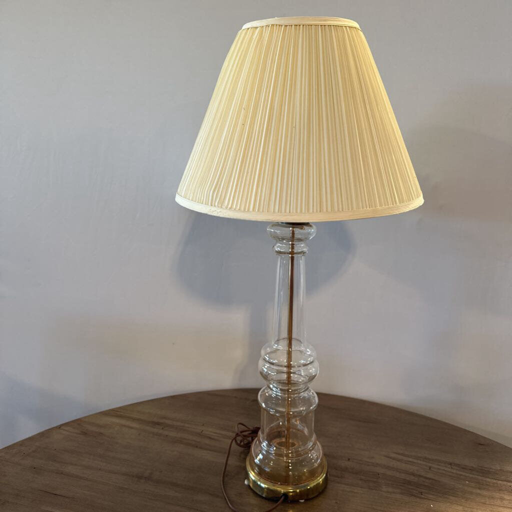 Vintage Brass & Glass Table Lamp- 16X31H