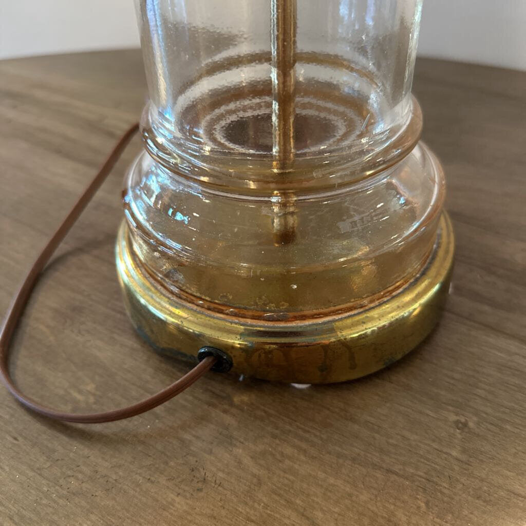 Vintage Brass & Glass Table Lamp- 16X31H
