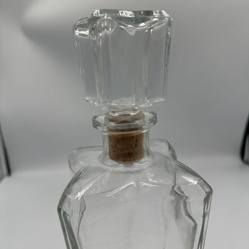Vintage Square Glass Decanter W/ Stopper- 3.5X3.5X11