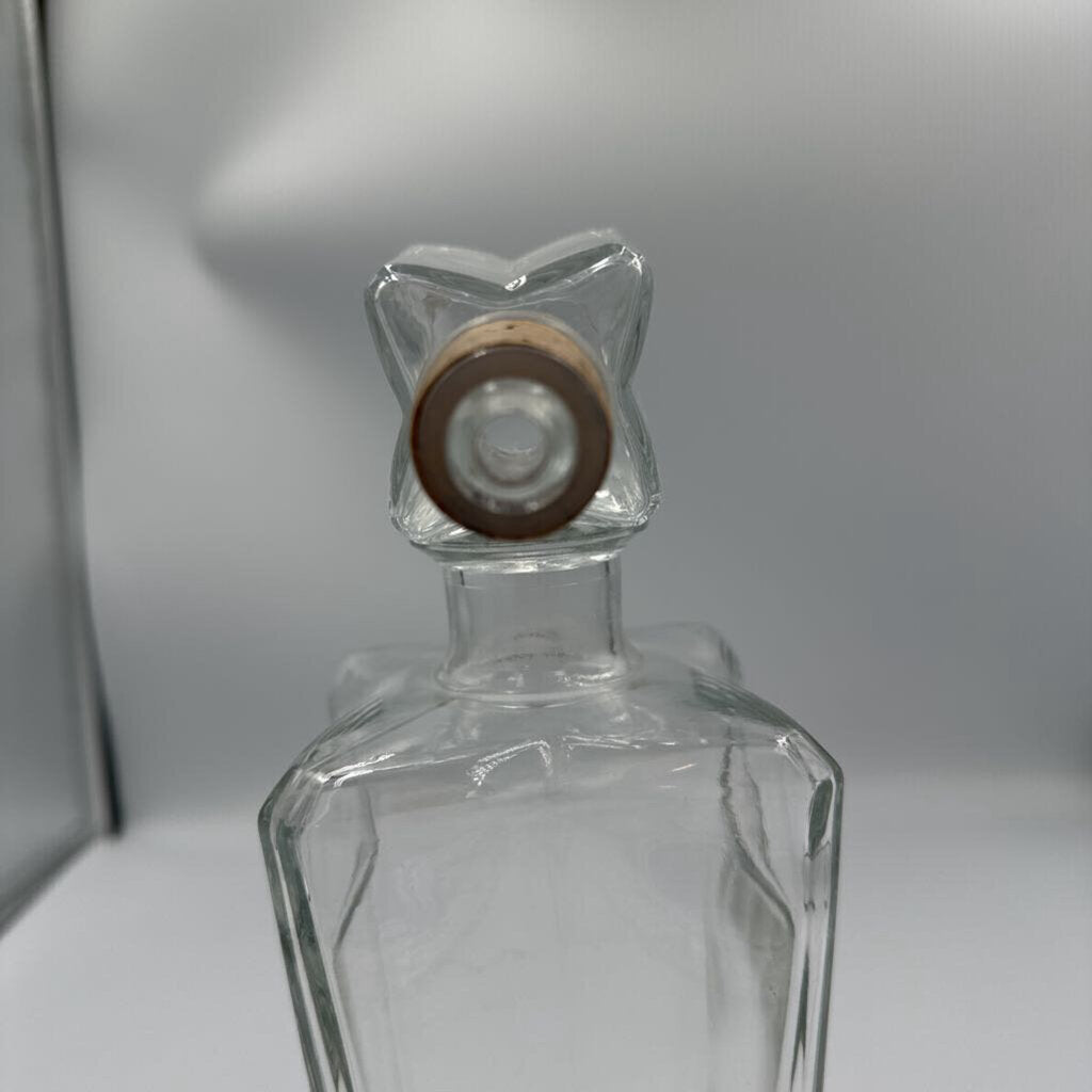 Vintage Square Glass Decanter W/ Stopper- 3.5X3.5X11