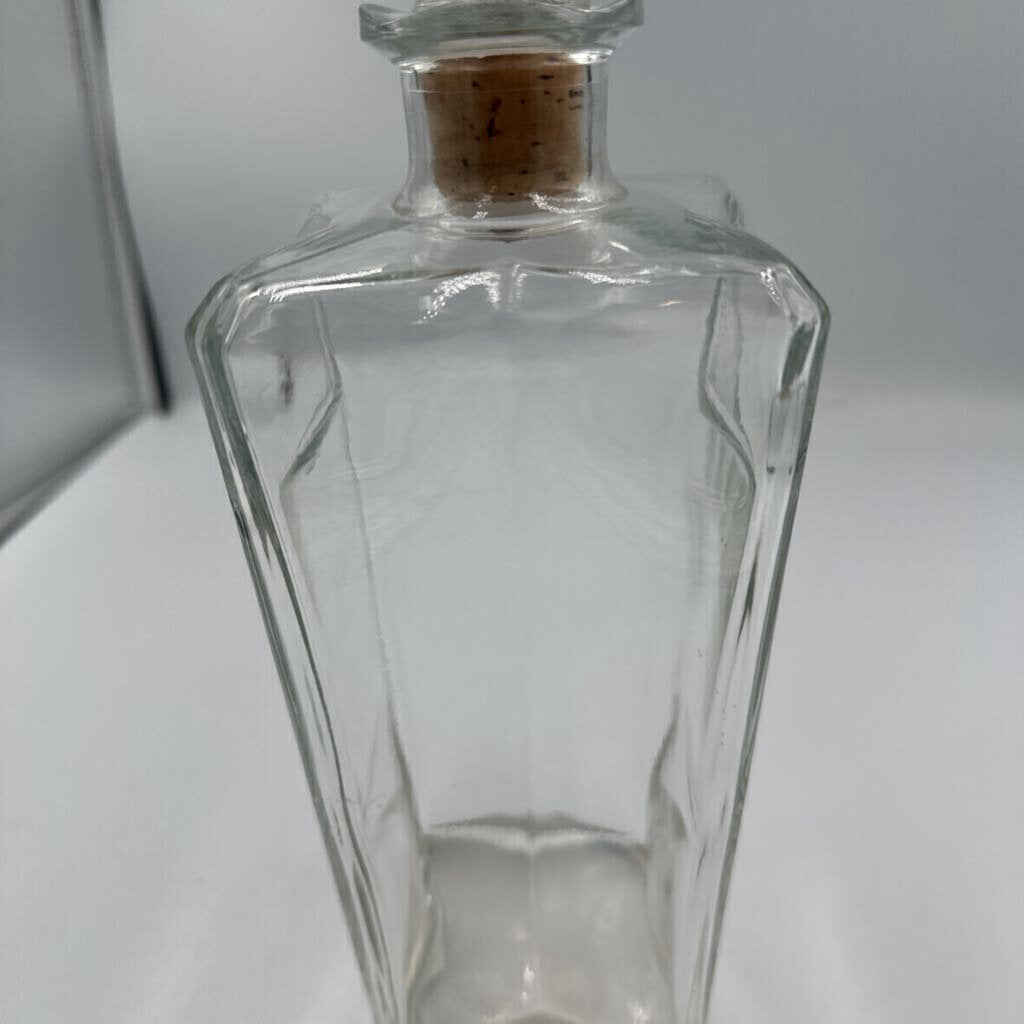Vintage Square Glass Decanter W/ Stopper- 3.5X3.5X11