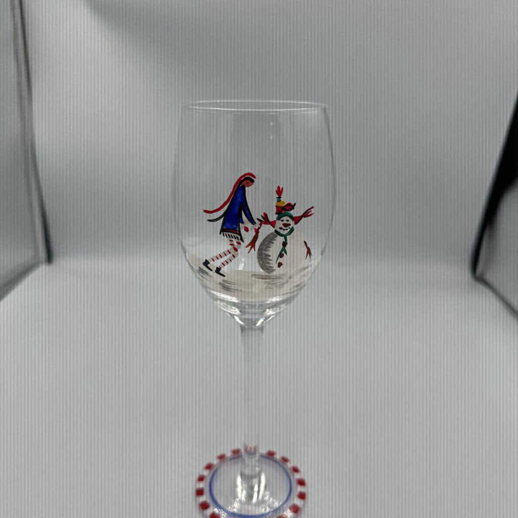 Hand Painted Christmas Wine Glasses- Set of 6