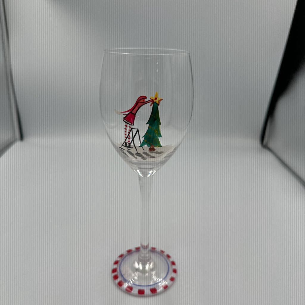 Hand Painted Christmas Wine Glasses- Set of 6