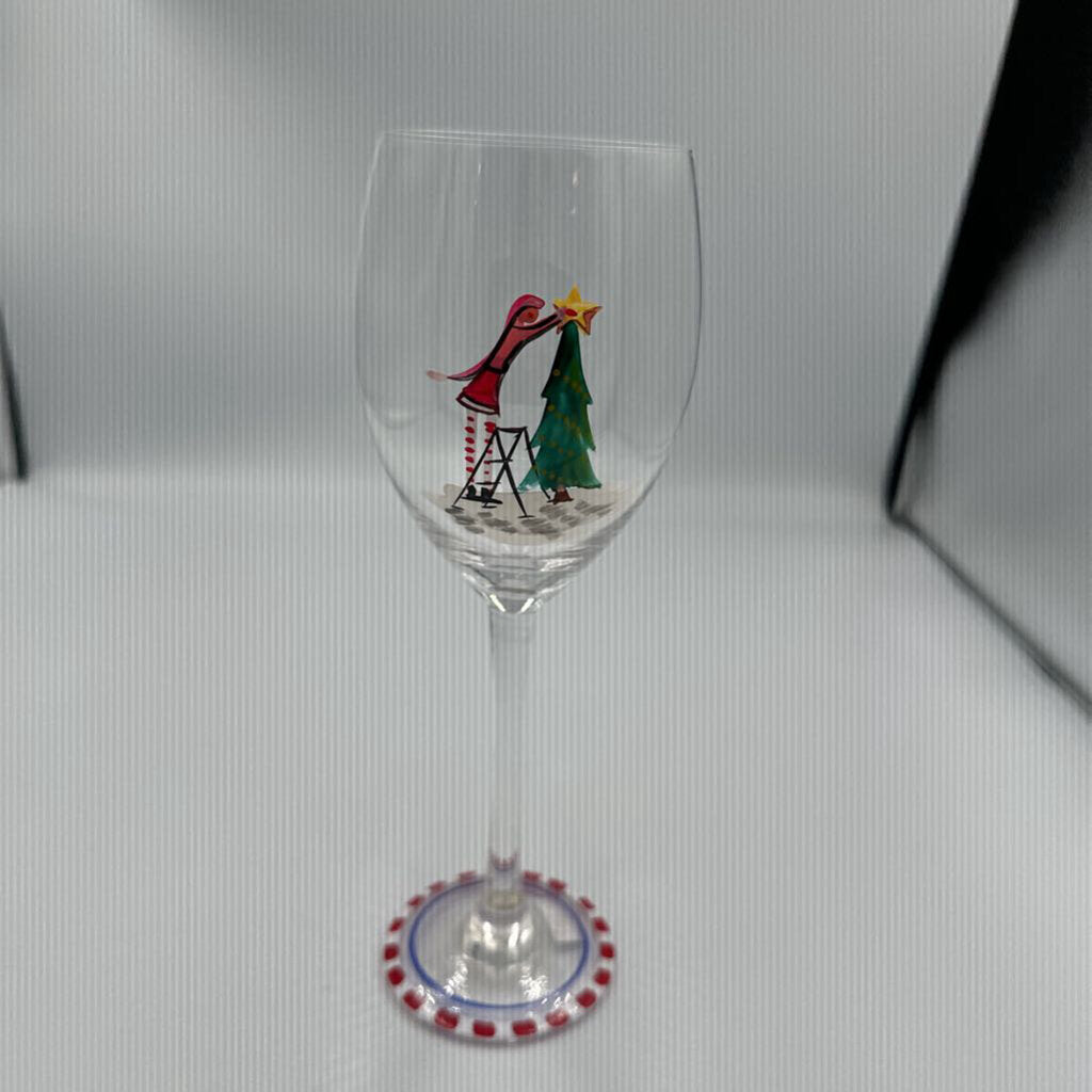 Hand Painted Christmas Wine Glasses- Set of 6