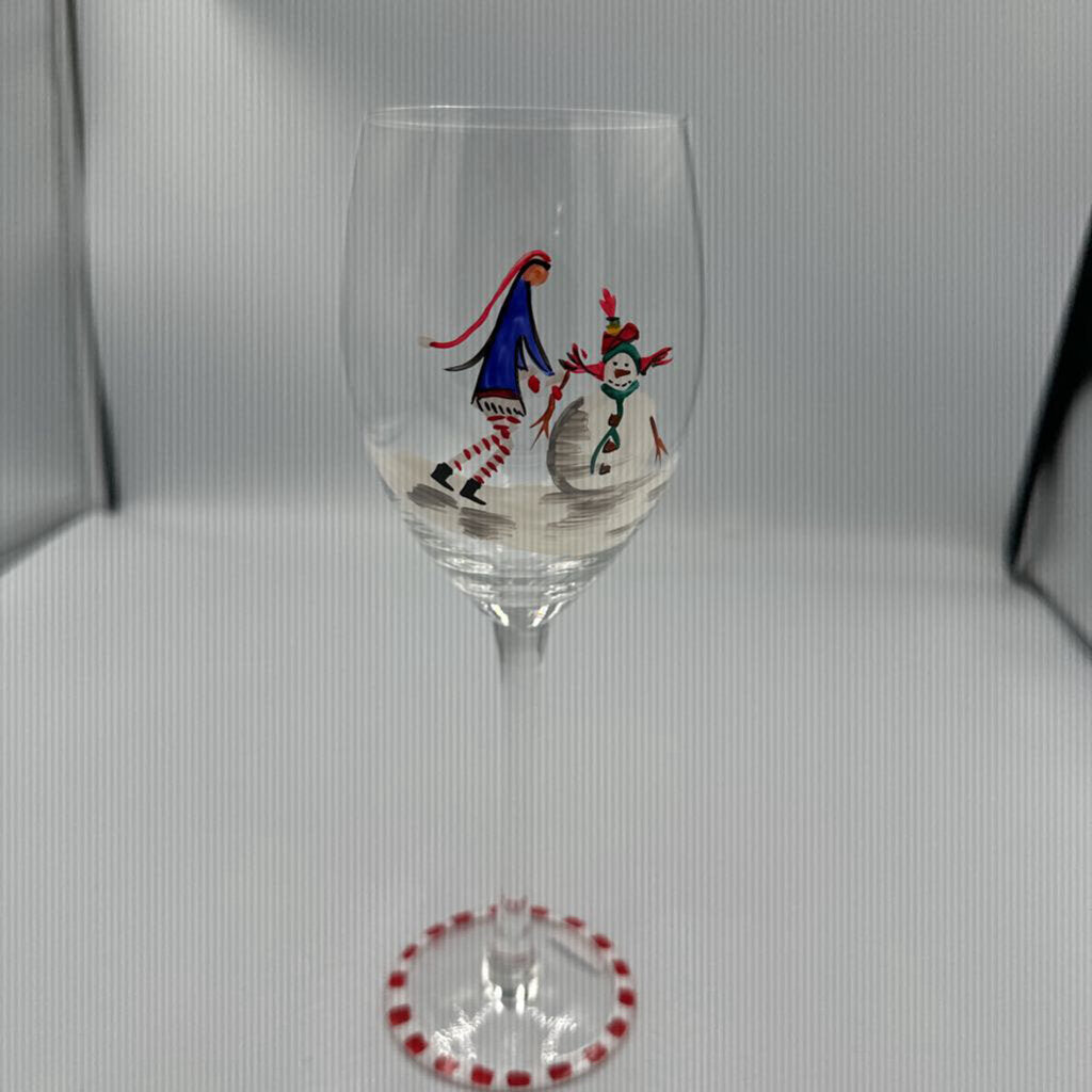 Hand Painted Christmas Wine Glasses- Set of 6