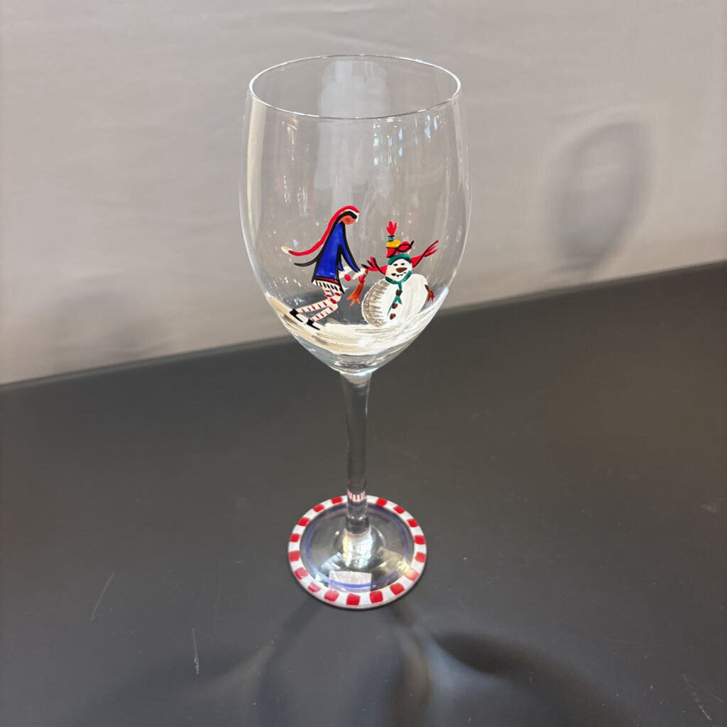 Hand Painted Christmas Glasses- Set of 6-3X9H