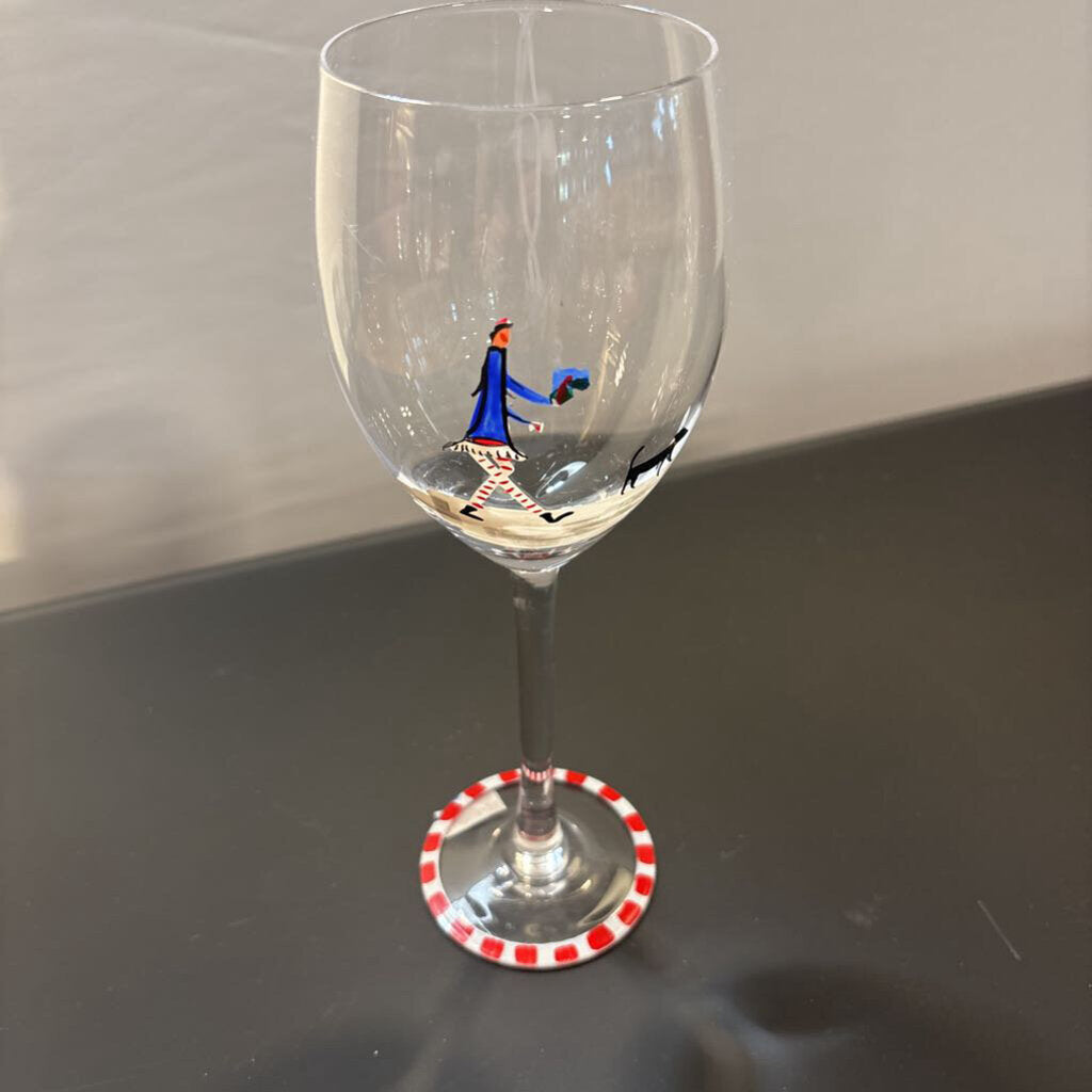 Hand Painted Christmas Glasses- Set of 6-3X9H