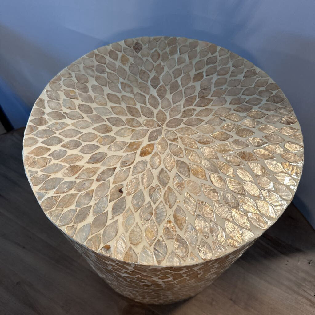 Global Archive Round Capiz Accent Table- 16X16X18H