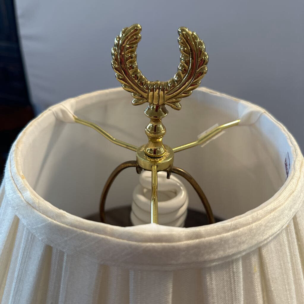 Brass Lamp W/ Cream Shade- Pair-8X20.5