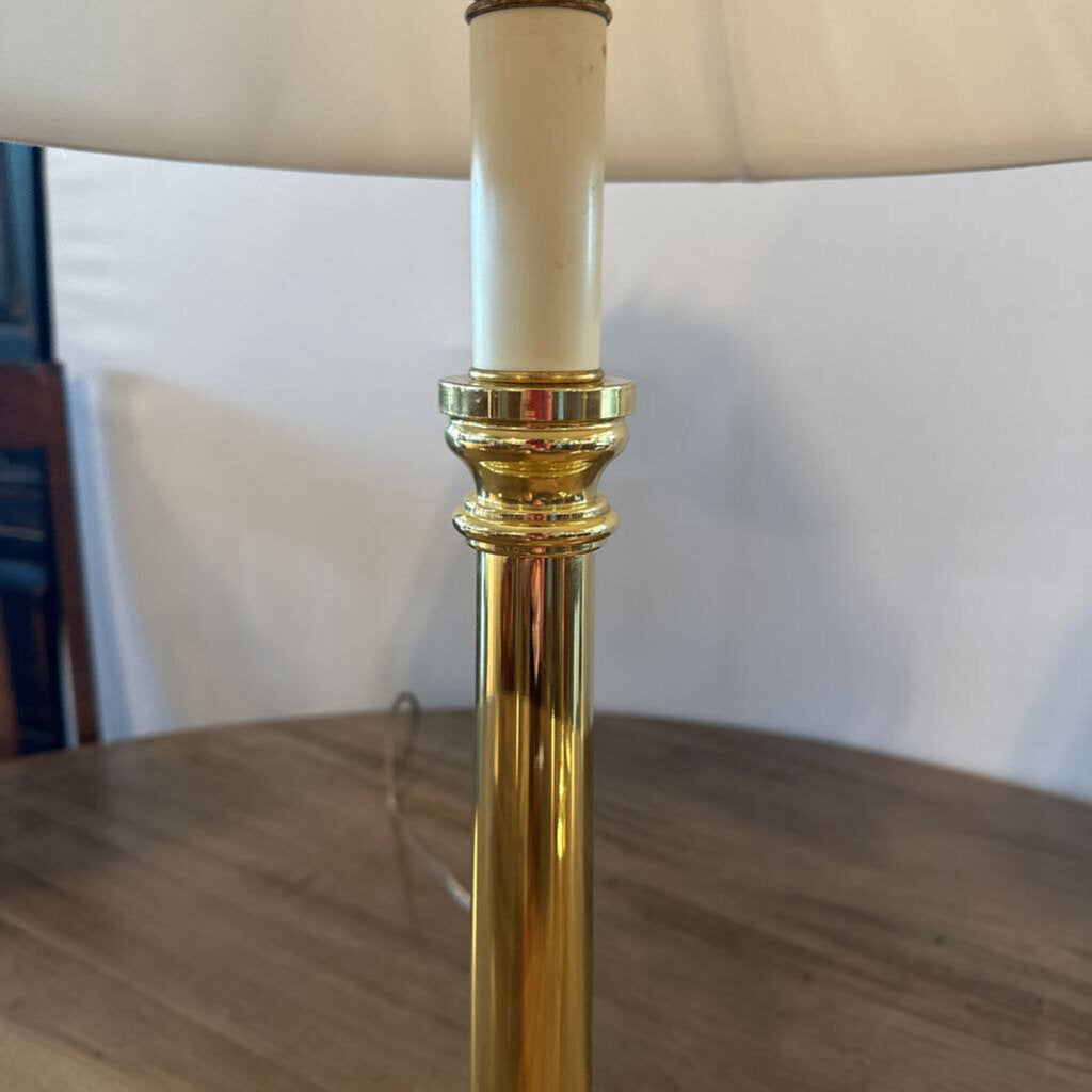 Brass Lamp W/ Cream Shade- Pair-8X20.5