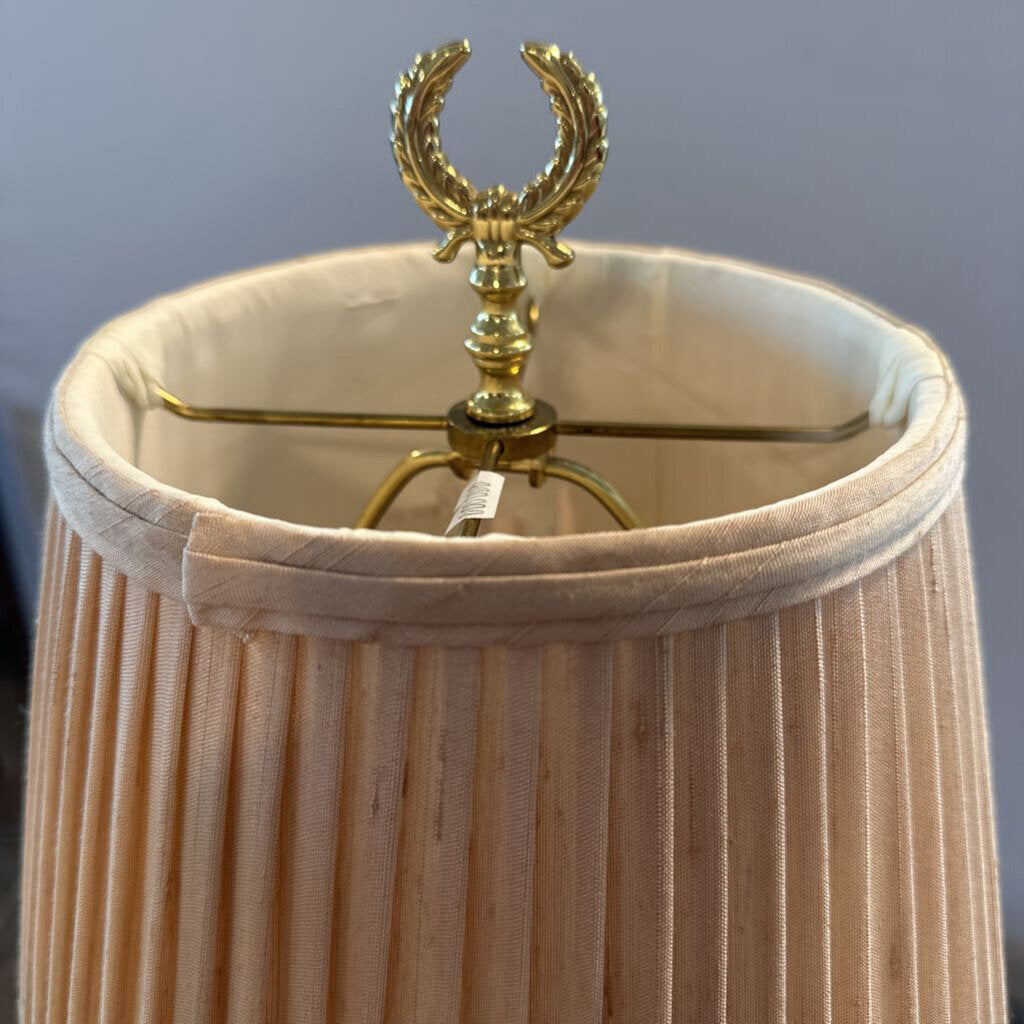 Brass Lamp W/ Cream Shade- Pair-8X20.5