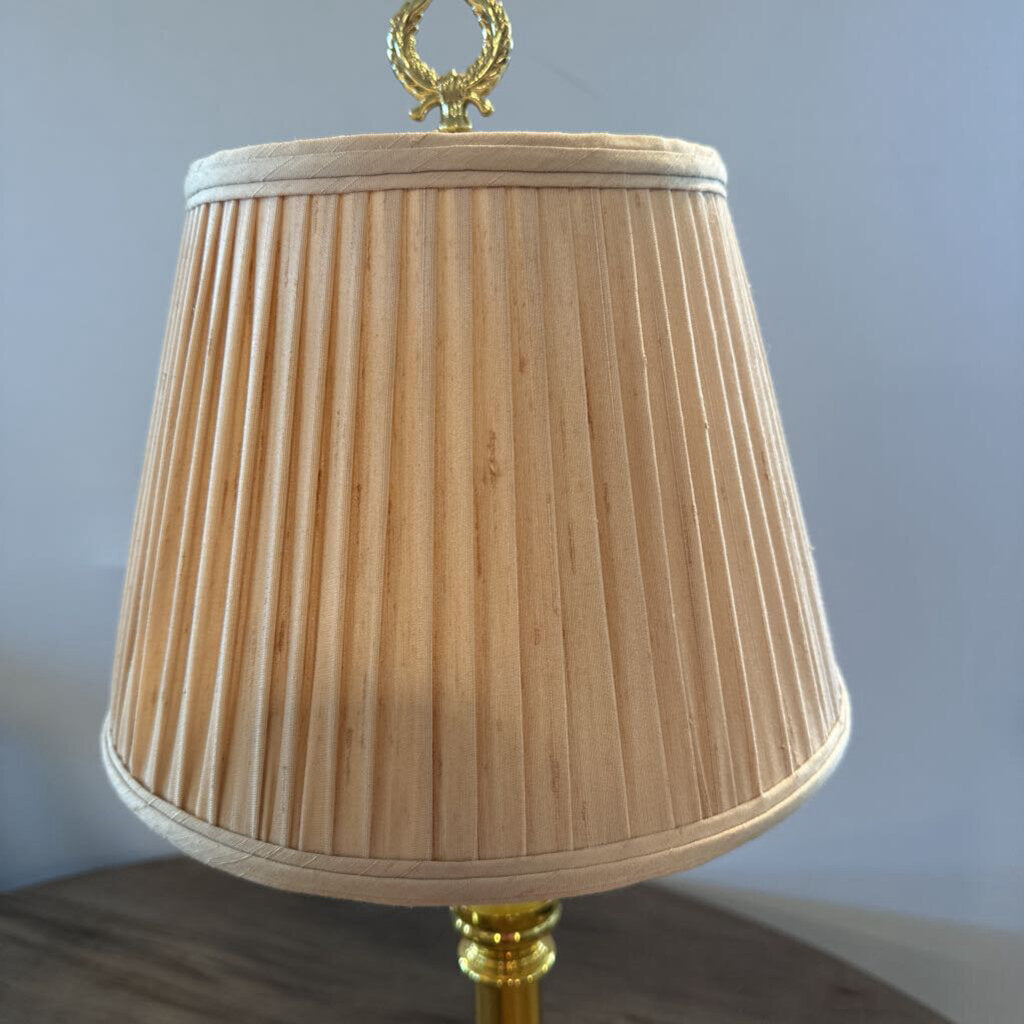 Brass Lamp W/ Cream Shade- Pair-8X20.5