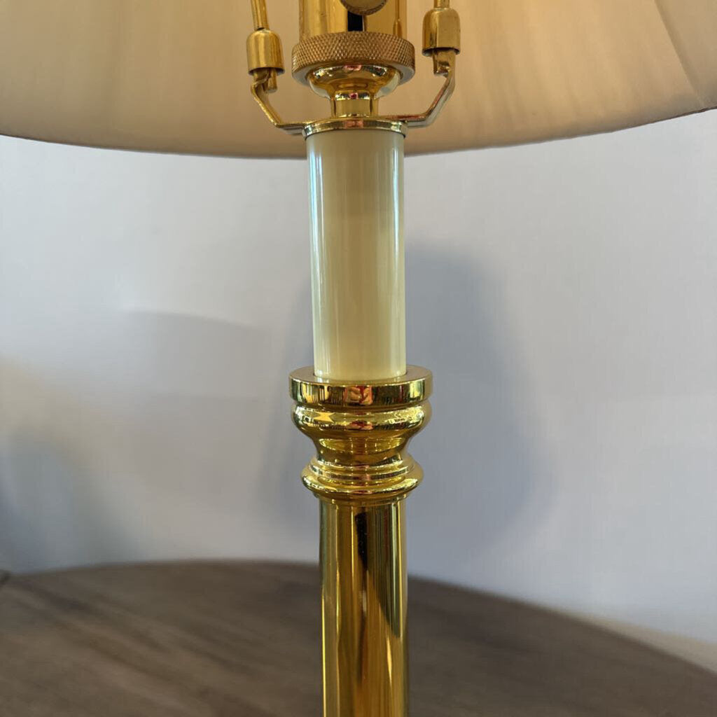 Brass Lamp W/ Cream Shade- Pair-8X20.5