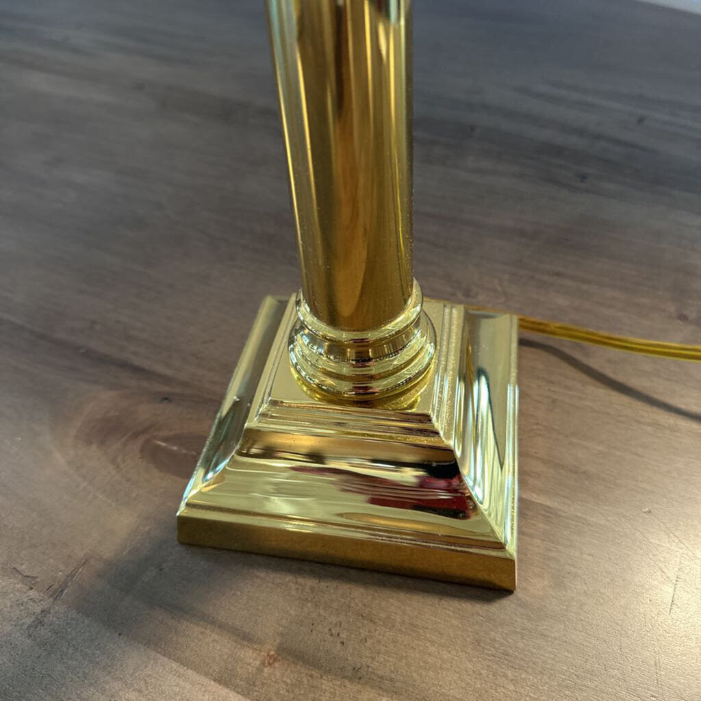 Brass Lamp W/ Cream Shade- Pair-8X20.5