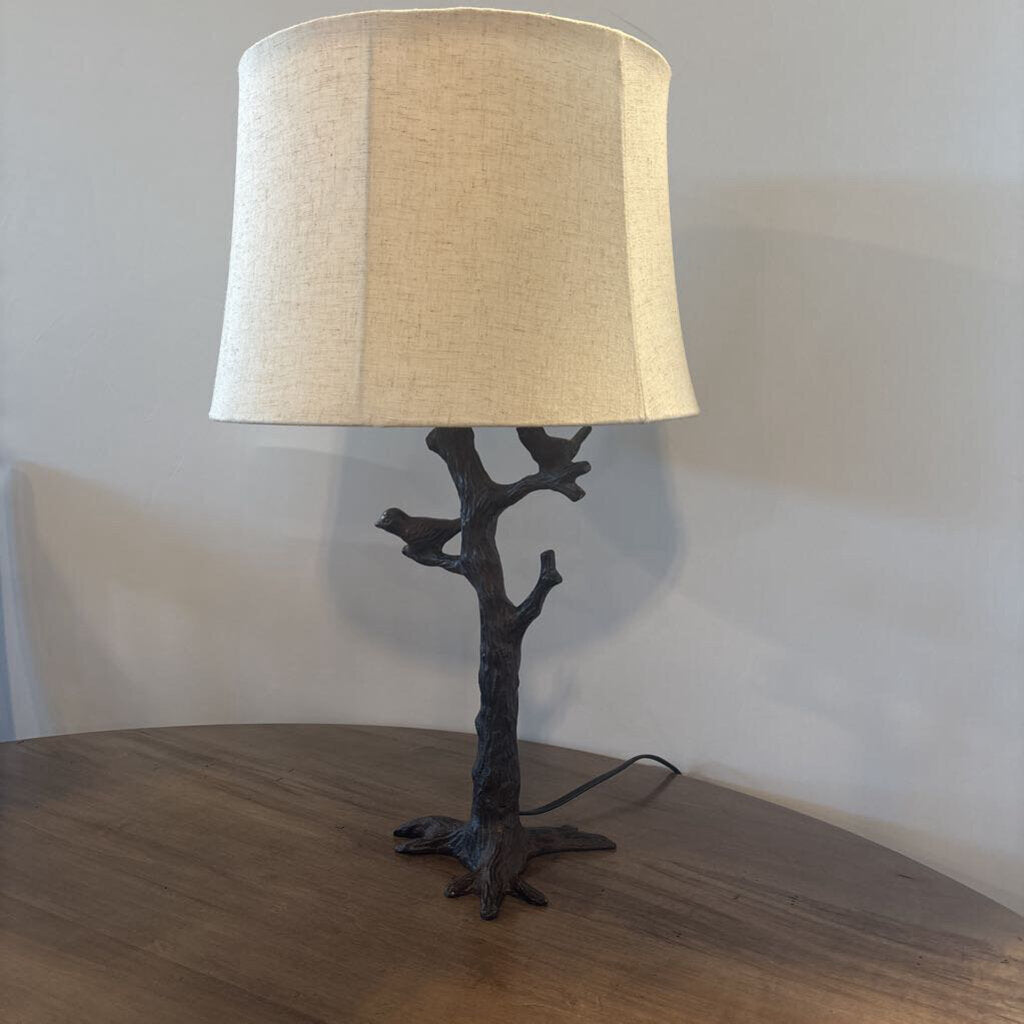 Pottery Barn Black Branch Lamp W/ Birds- 8.5X7X25.5
