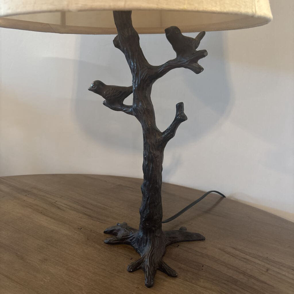 Pottery Barn Black Branch Lamp W/ Birds- 8.5X7X25.5