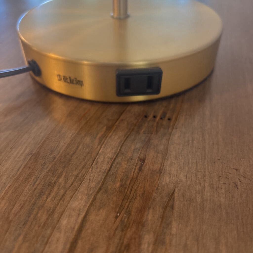 Brass Table Lamps W/ Pleated Shade- 6X14.5H- Pair