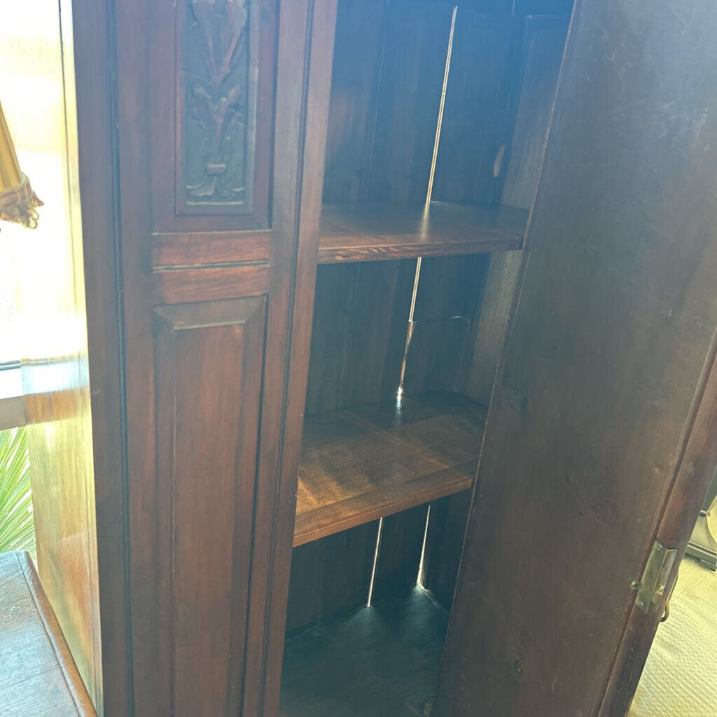 Victorian Walnut Wardrobe W/ Beveled Mirrors- 35X15X73- AS IS