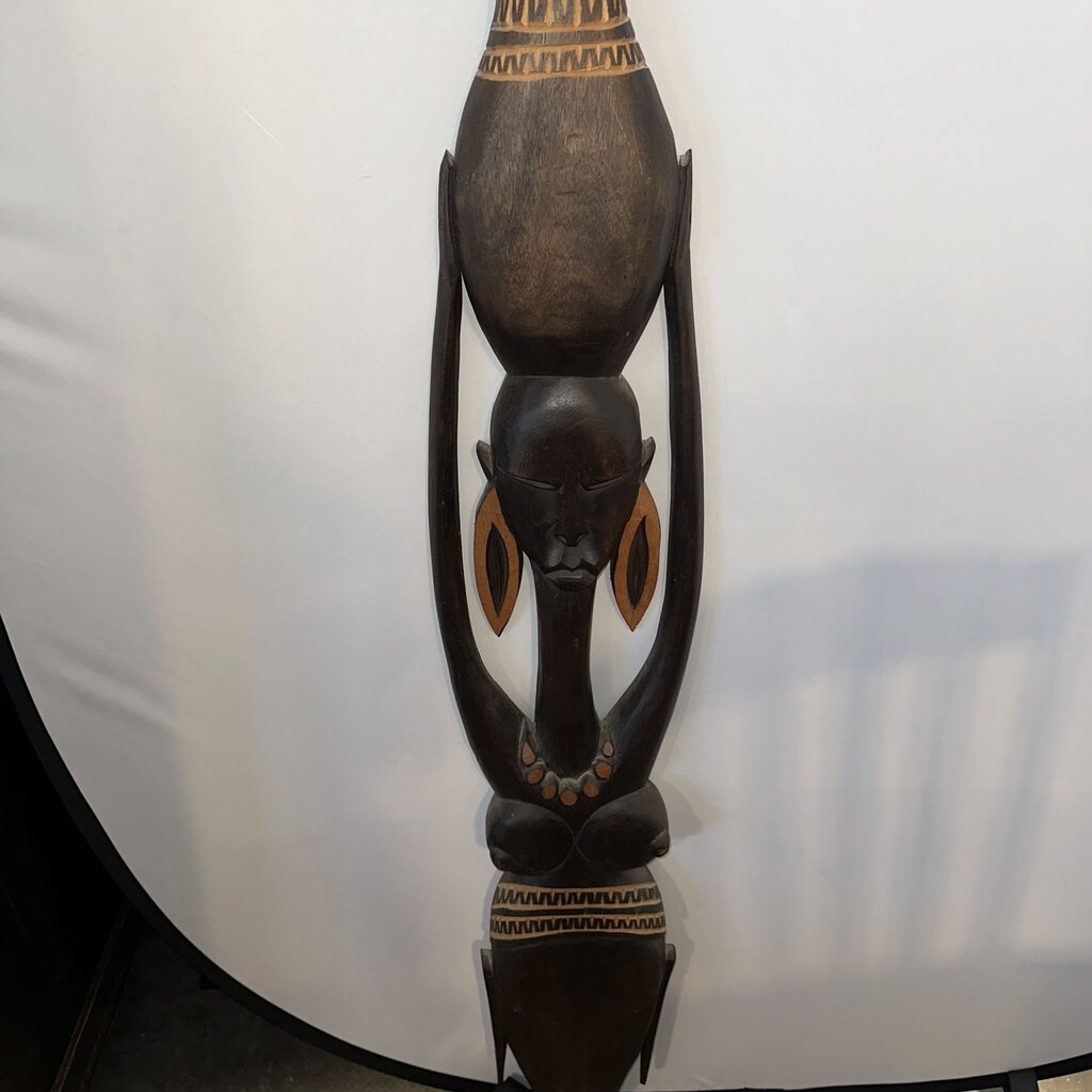 Octavio Bahia Hand Carved Wood Sculpture- 10X7.5X37.5- AS IS