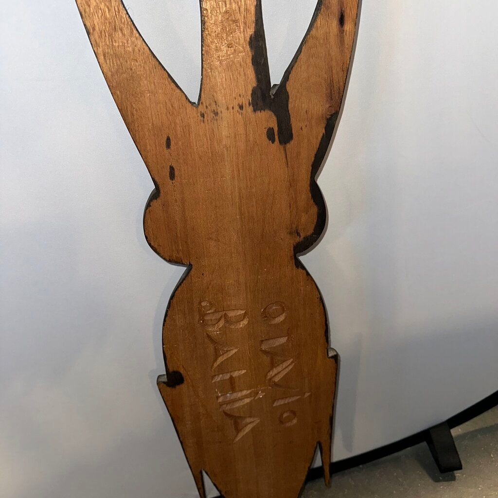 Octavio Bahia Hand Carved Wood Sculpture- 10X7.5X37.5- AS IS