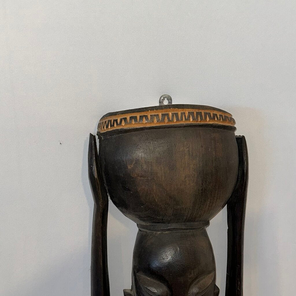 Octavio Bahia Hand Carved Wood Sculpture- 10.5X11X25H
