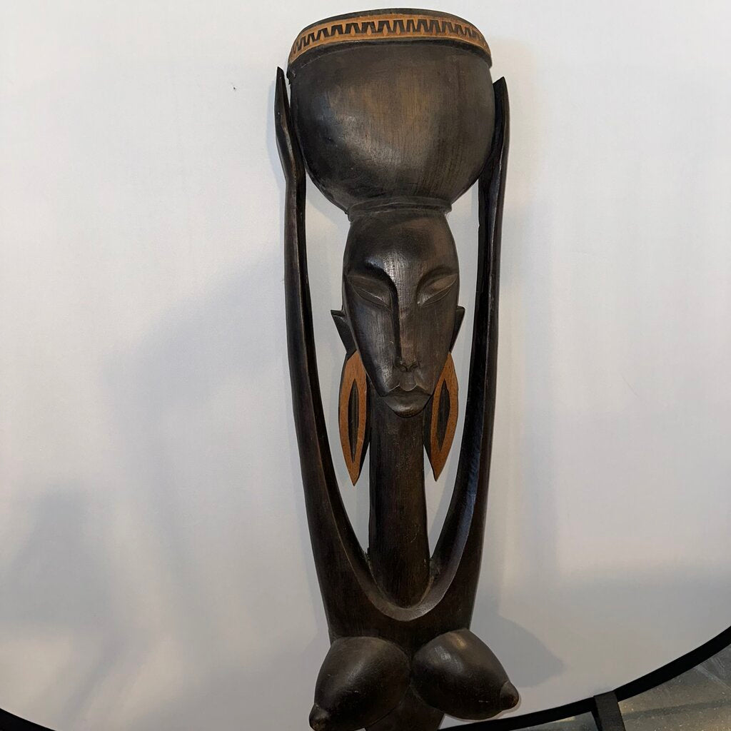 Octavio Bahia Hand Carved Wood Sculpture- 10.5X11X25H