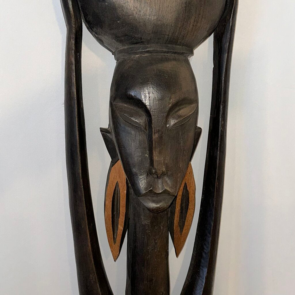 Octavio Bahia Hand Carved Wood Sculpture- 10.5X11X25H