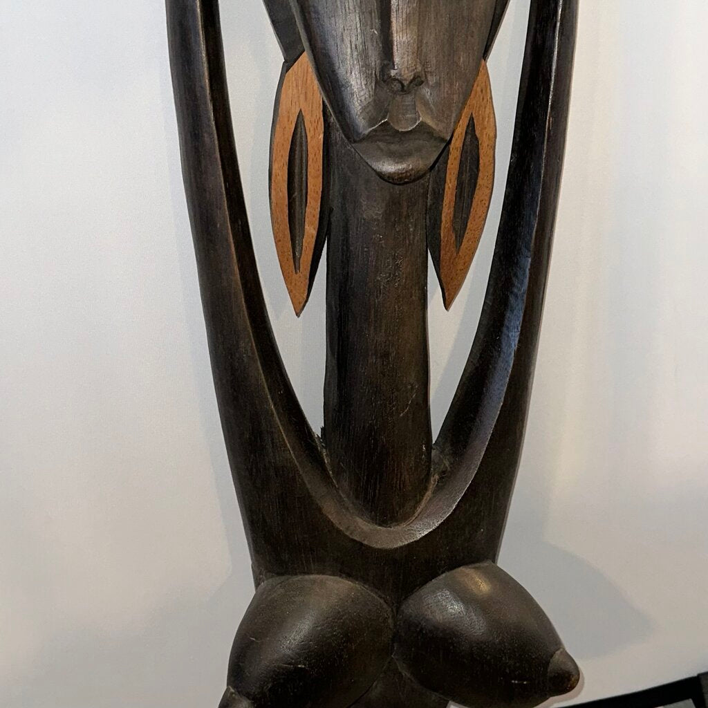 Octavio Bahia Hand Carved Wood Sculpture- 10.5X11X25H