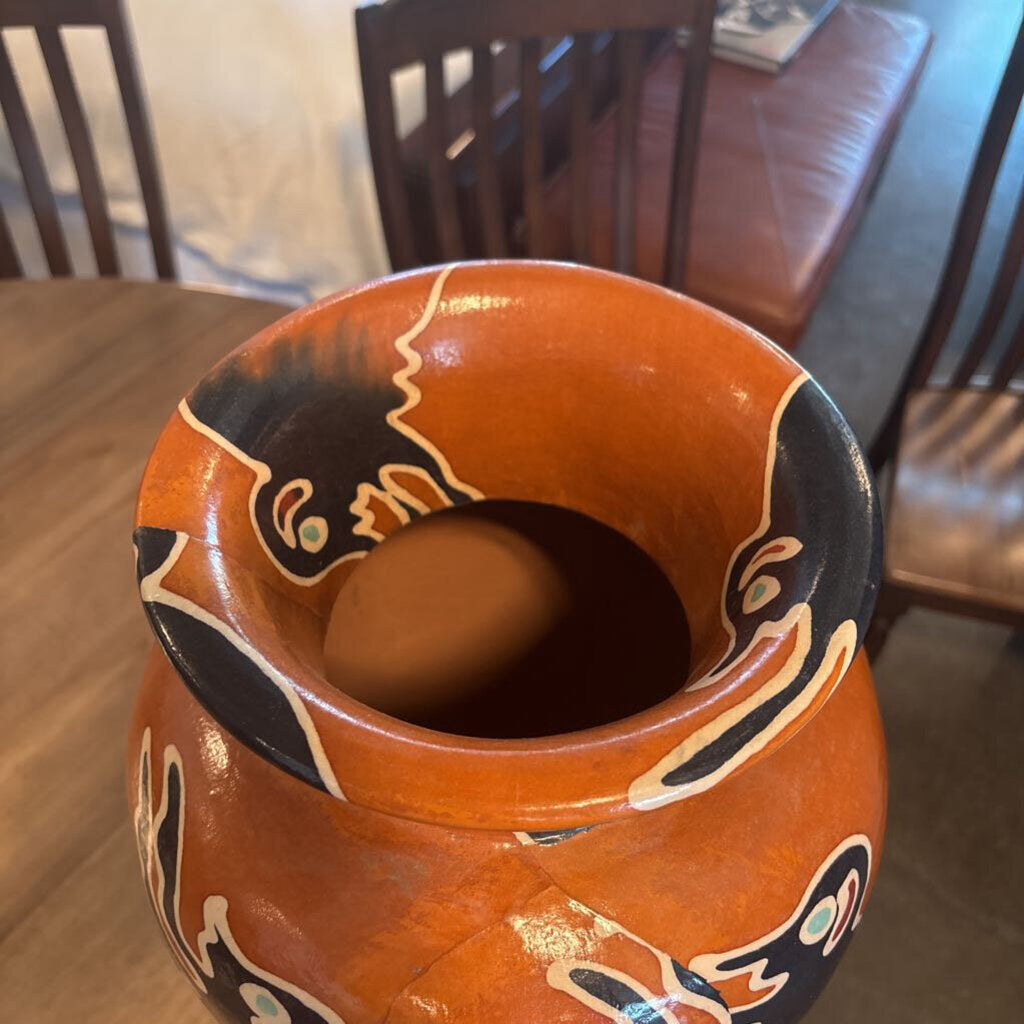 SW Style Terra Cotta Pot W/ Painted Figures- 11X11X24H