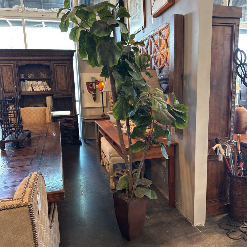 Faux Fig Plant In Tin Pot - 27X32X82H
