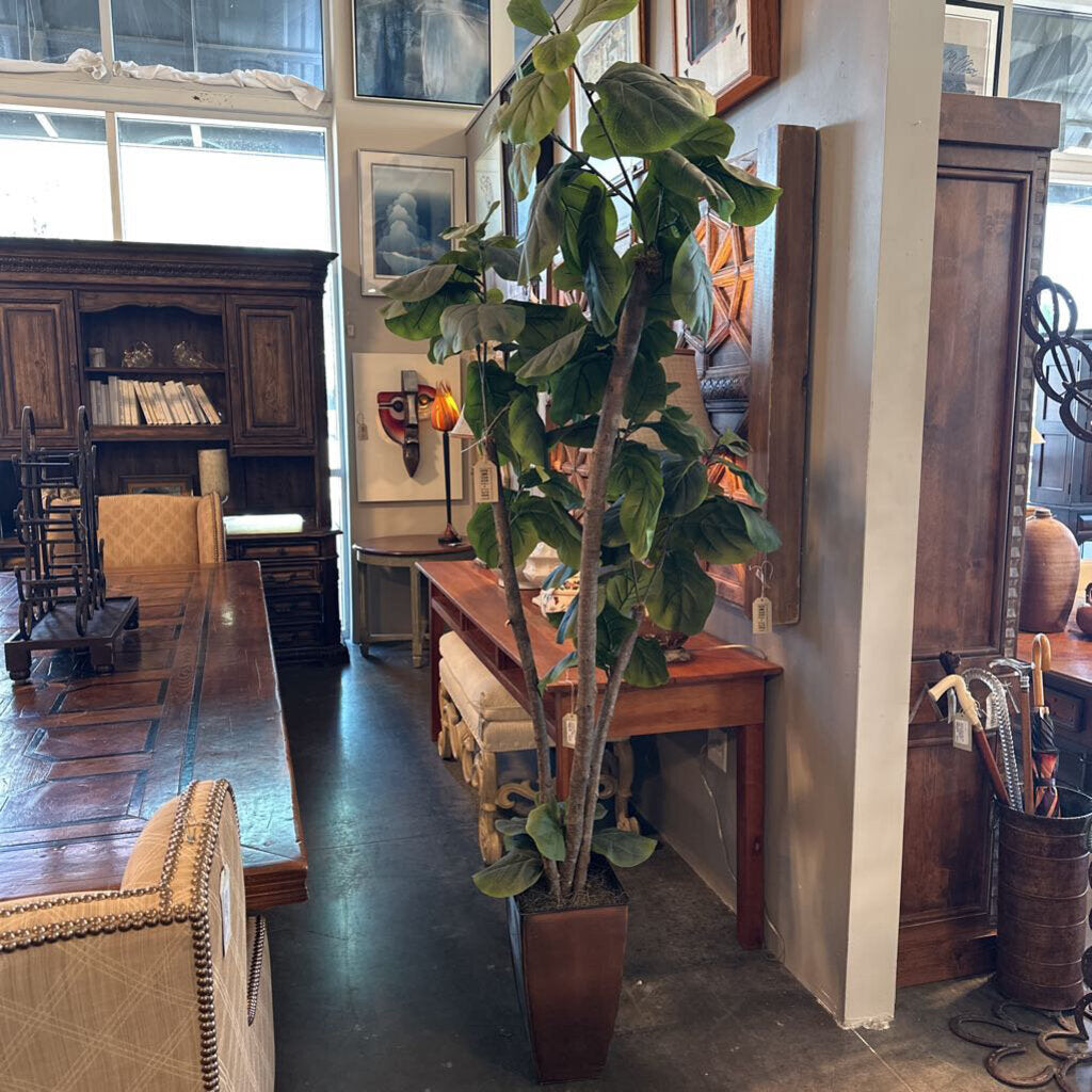 Faux Fig Plant In Tin Pot - 27X32X82H