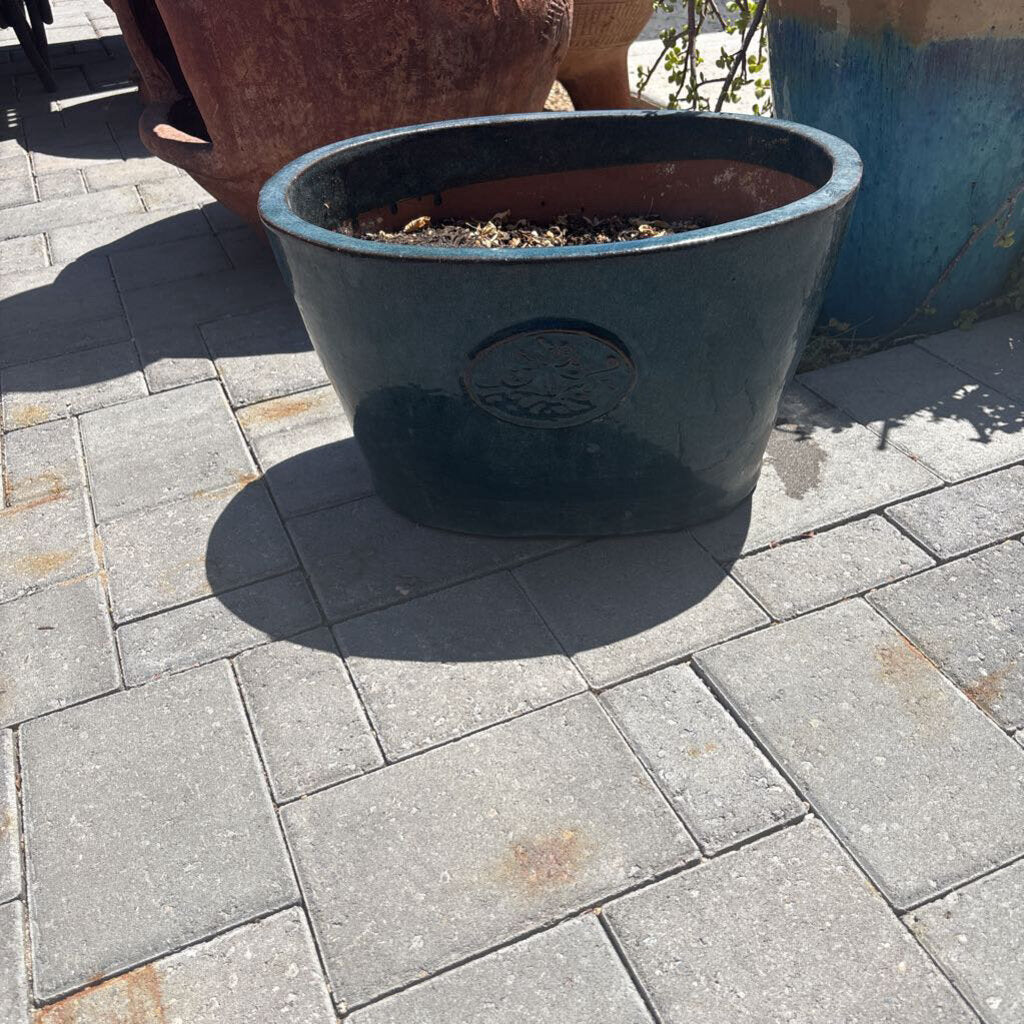Turquoise Oval Pot- 17.5X13X11H