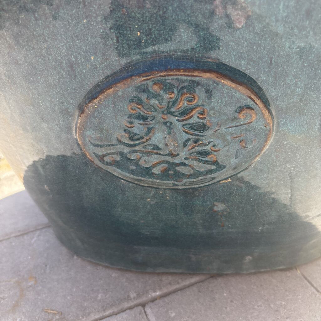 Turquoise Oval Pot- 17.5X13X11H