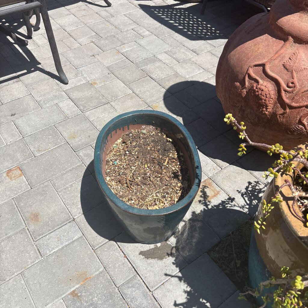 Turquoise Oval Pot- 17.5X13X11H