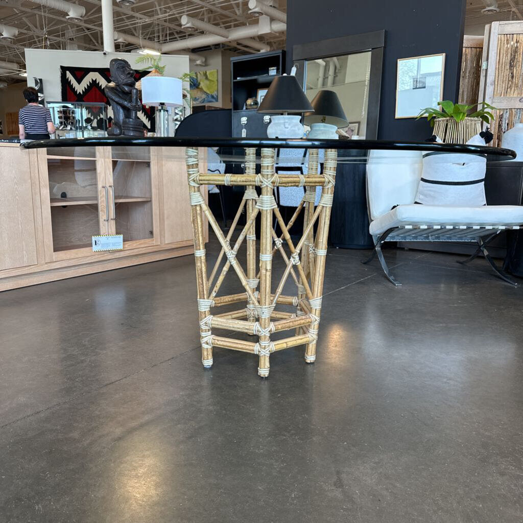 McGuire Bamboo Pedestal Table Base W/ 1/2 Inch Glass- 60X30H