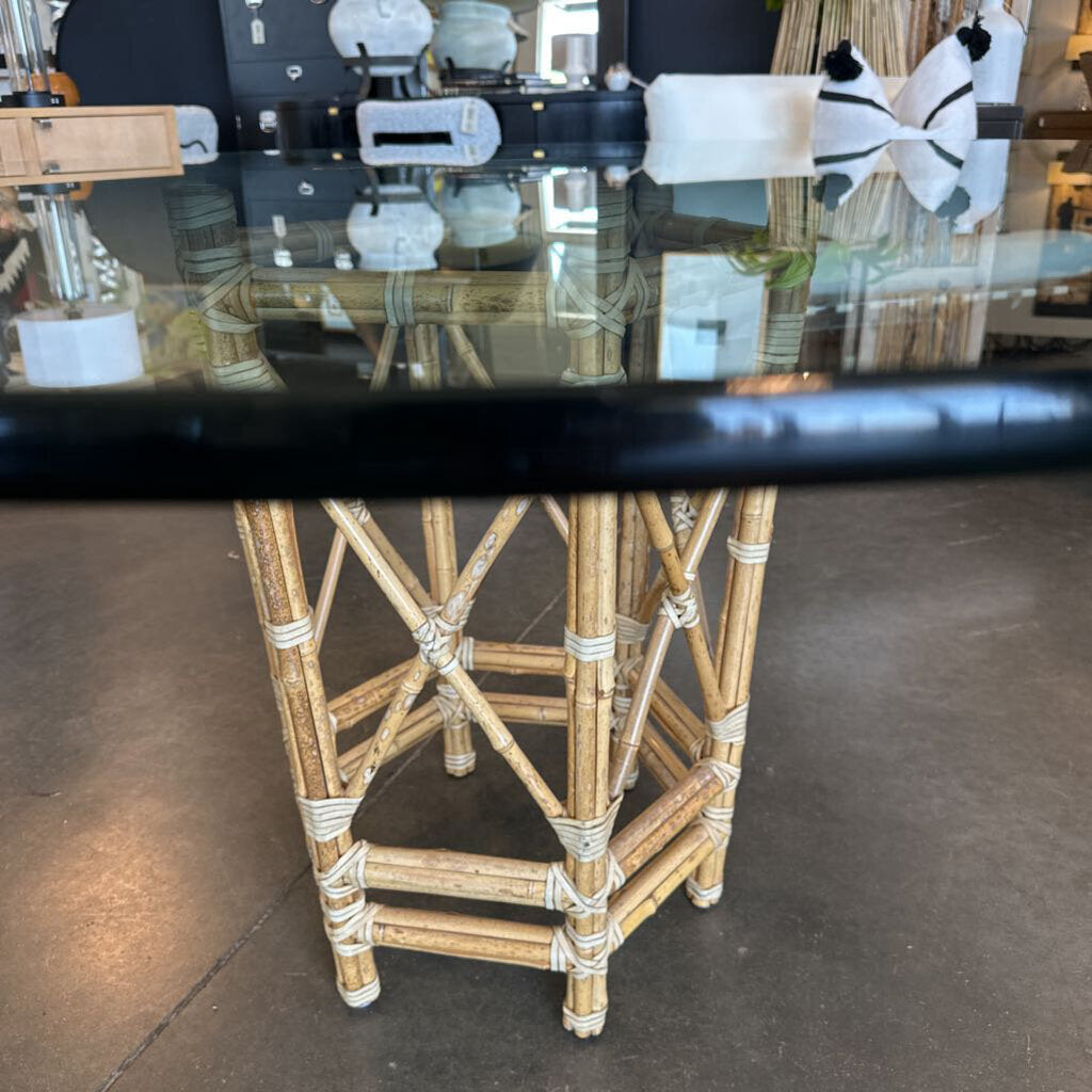 McGuire Bamboo Pedestal Table Base W/ 1/2 Inch Glass- 60X30H