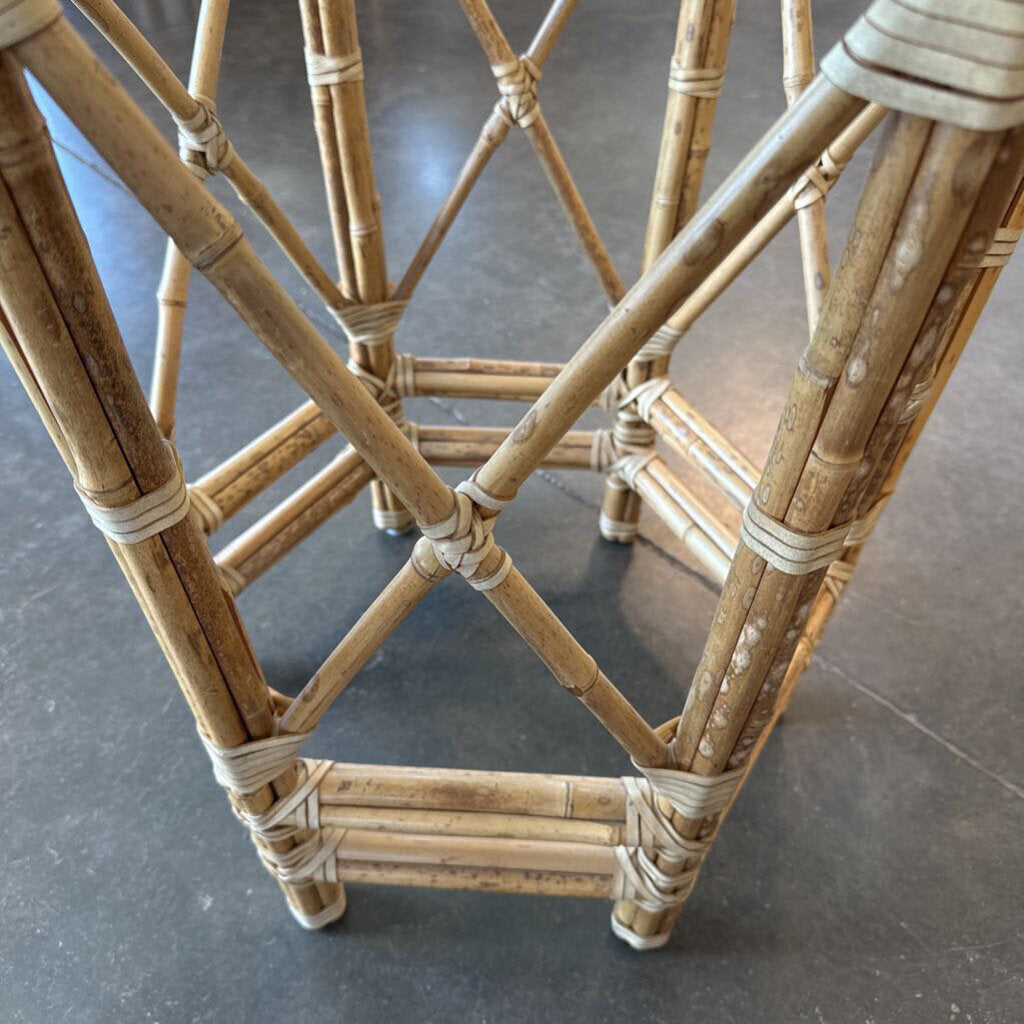 McGuire Bamboo Pedestal Table Base W/ 1/2 Inch Glass- 60X30H