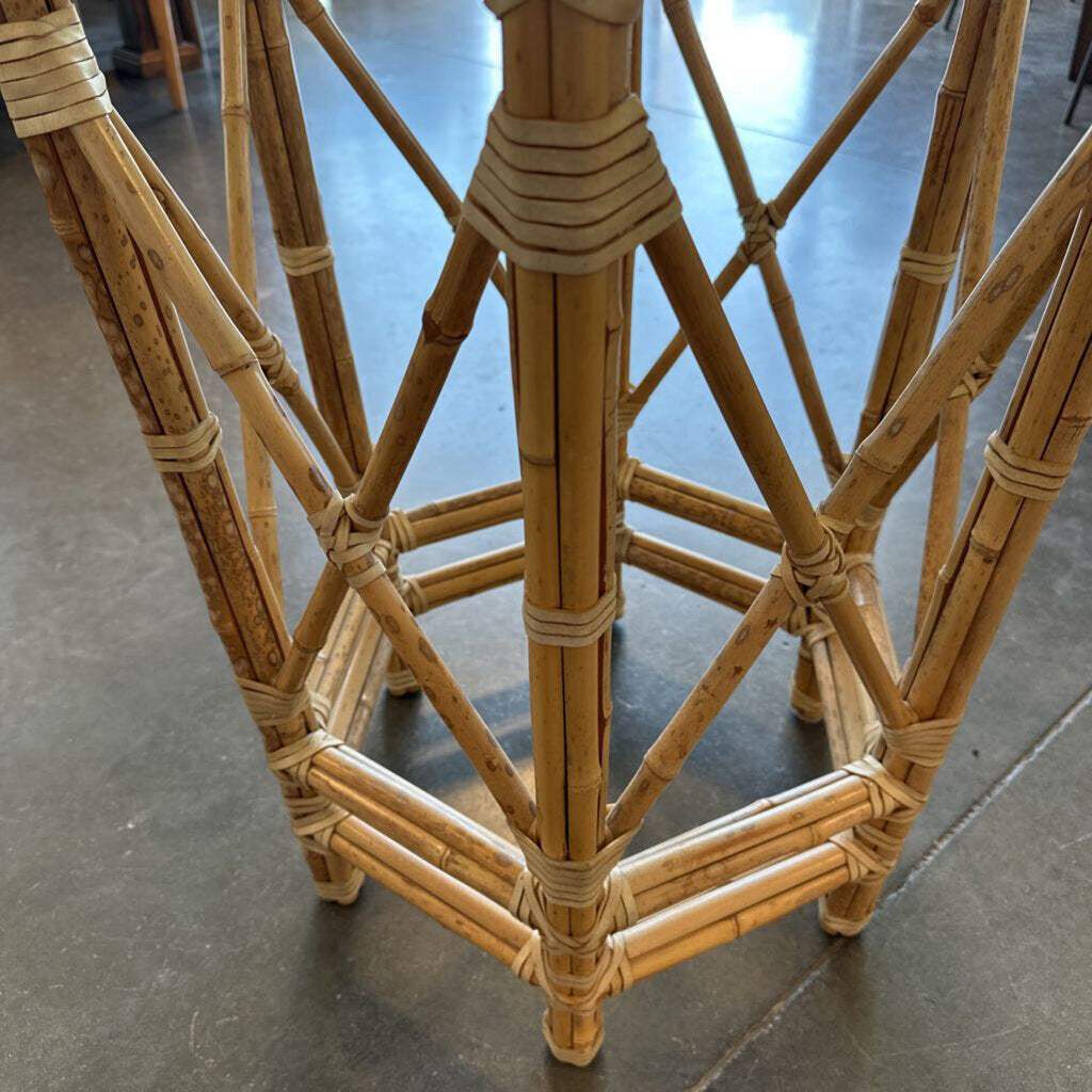McGuire Bamboo Pedestal Table Base W/ 1/2 Inch Glass- 60X30H
