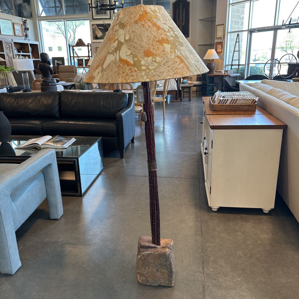 Zeastone Twig & Stone Floor Lamp W/ Copper Trim- 24X59H