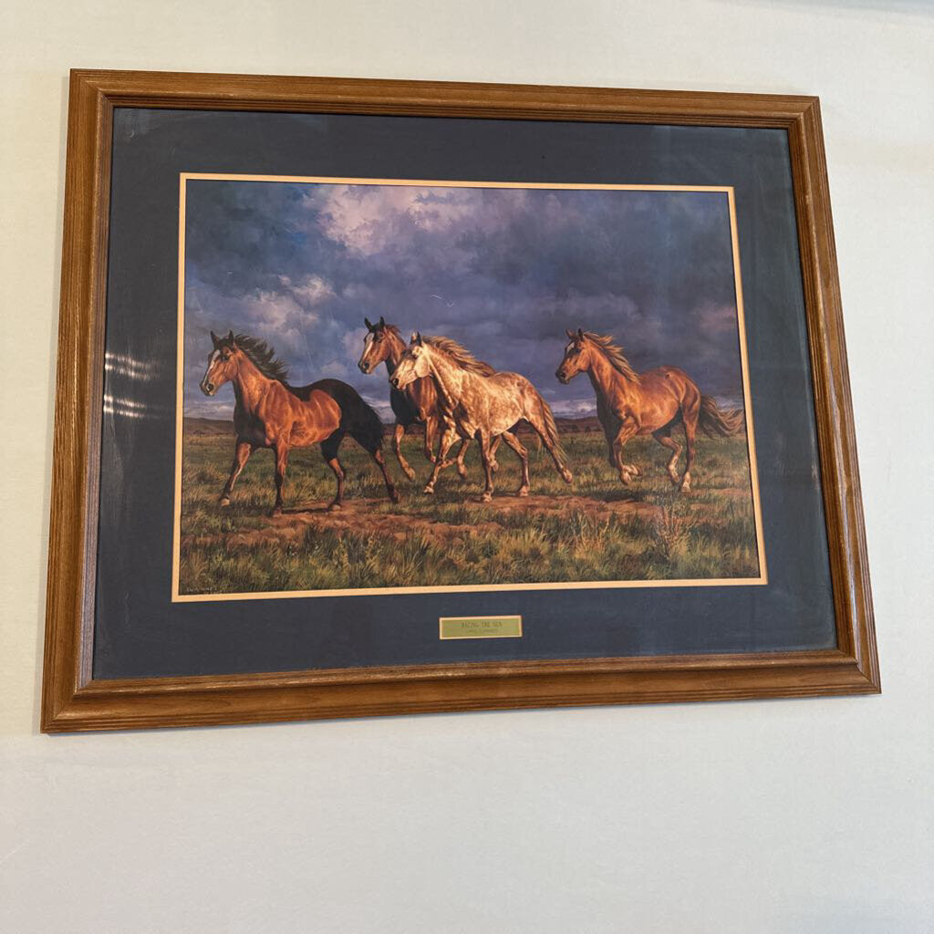 "Racing The Sun" Horses Print by Chris Cummings- 32X2X26