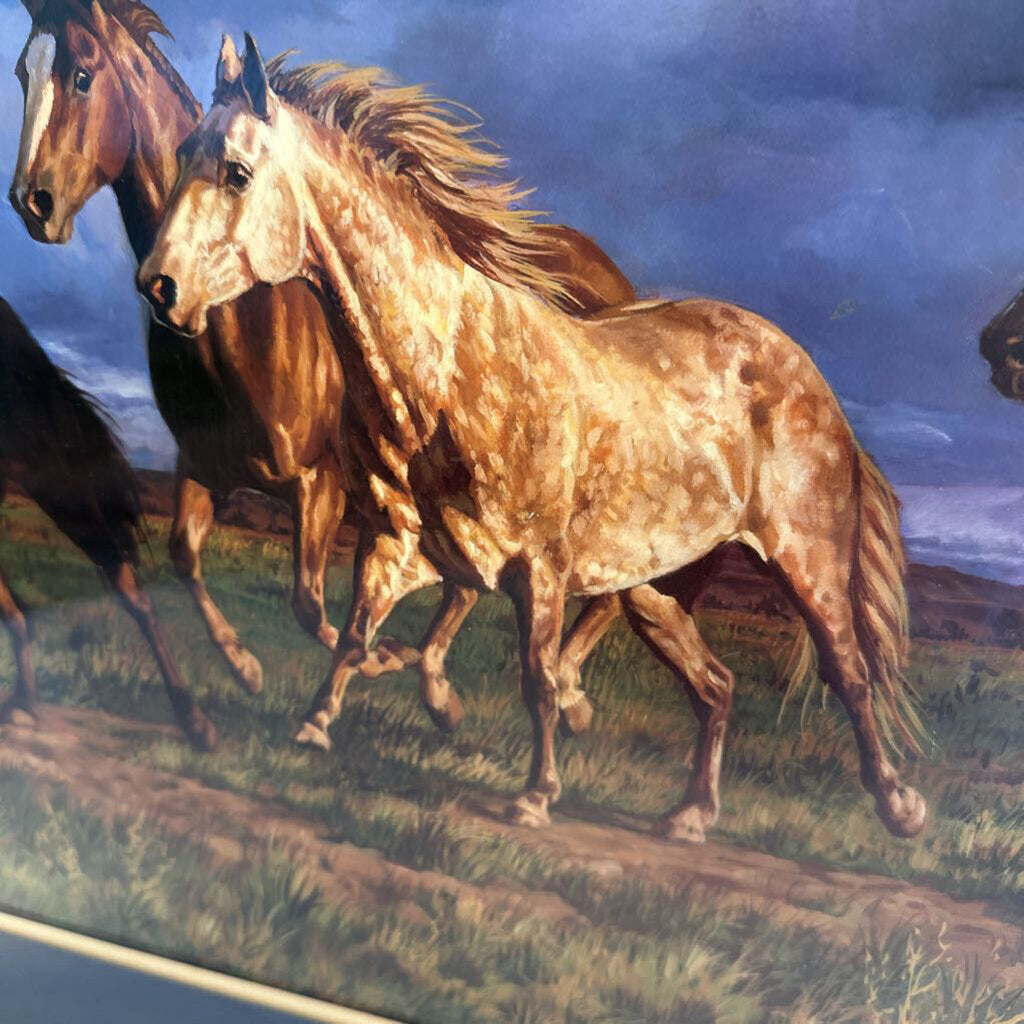"Racing The Sun" Horses Print by Chris Cummings- 32X2X26