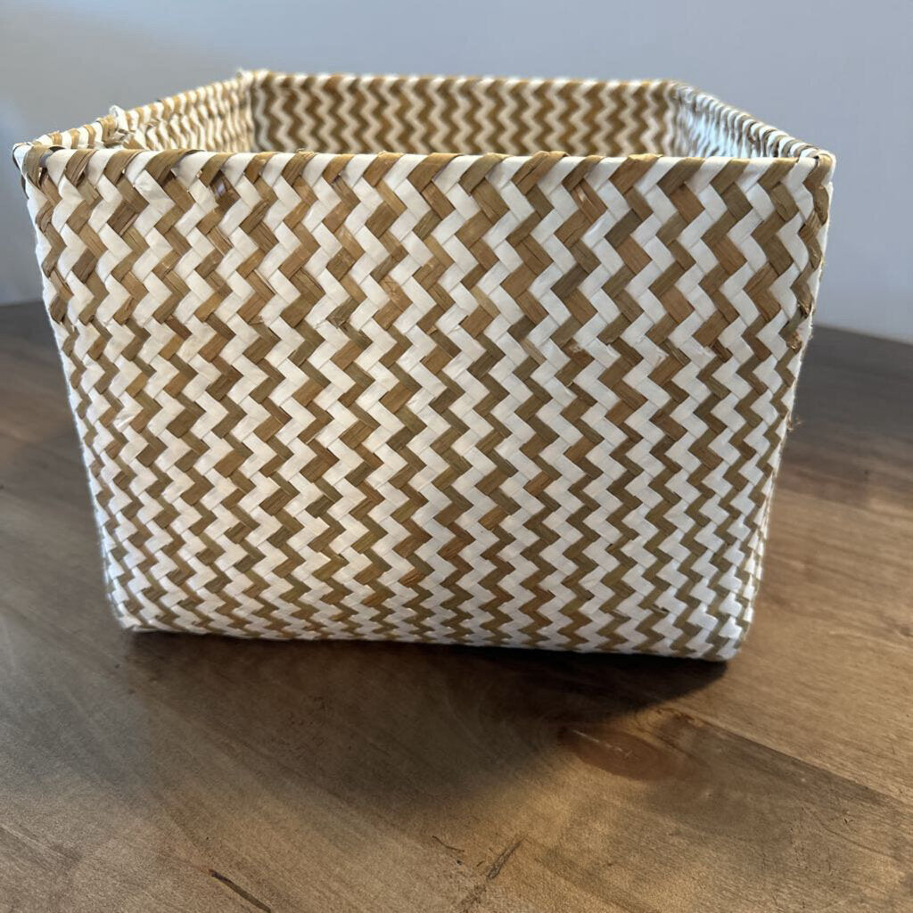 Opal House Squre Woven Basket- 10X11X8H