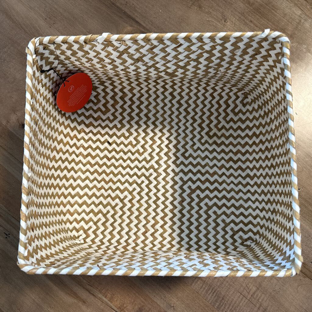 Opal House Squre Woven Basket- 10X11X8H