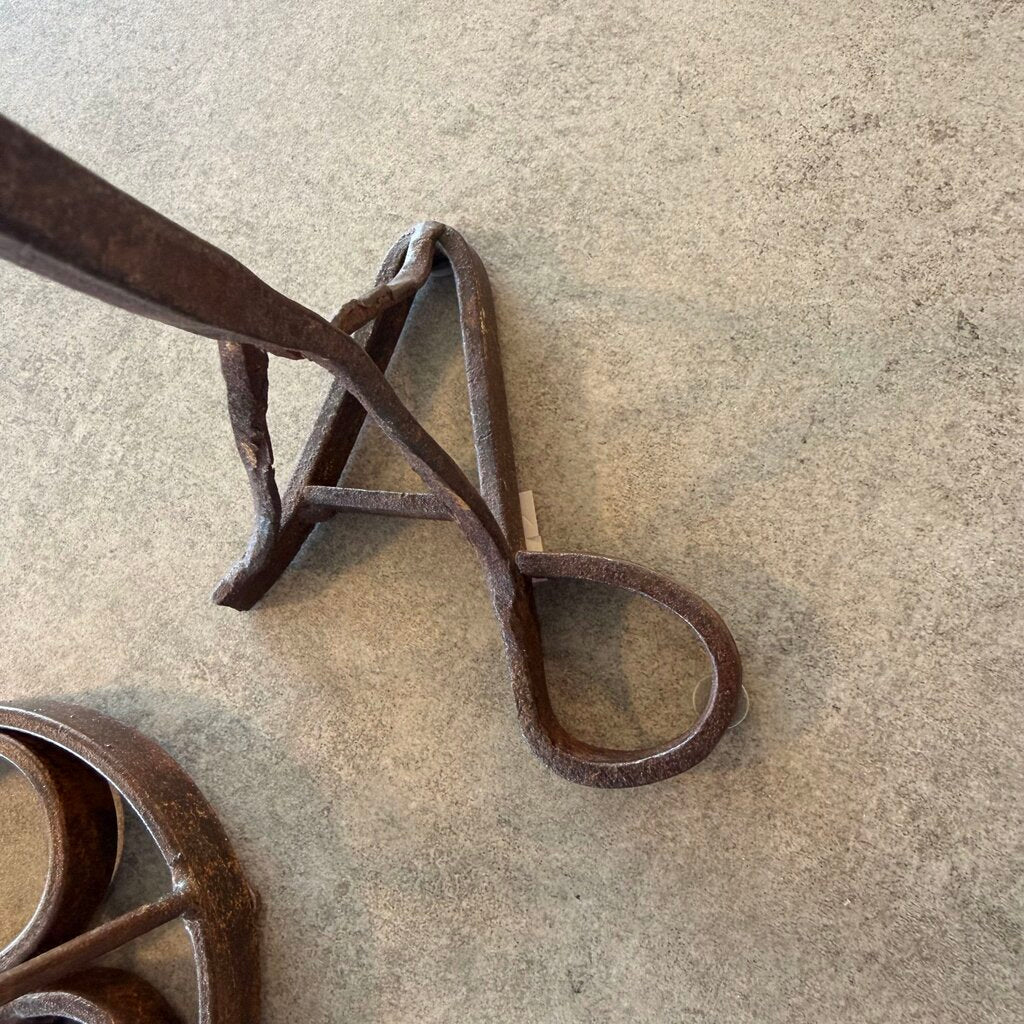 Iron Branding Iron Candlesticks- Set of 3- 9X9X18H