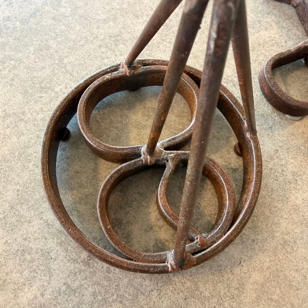 Iron Branding Iron Candlesticks- Set of 3- 9X9X18H