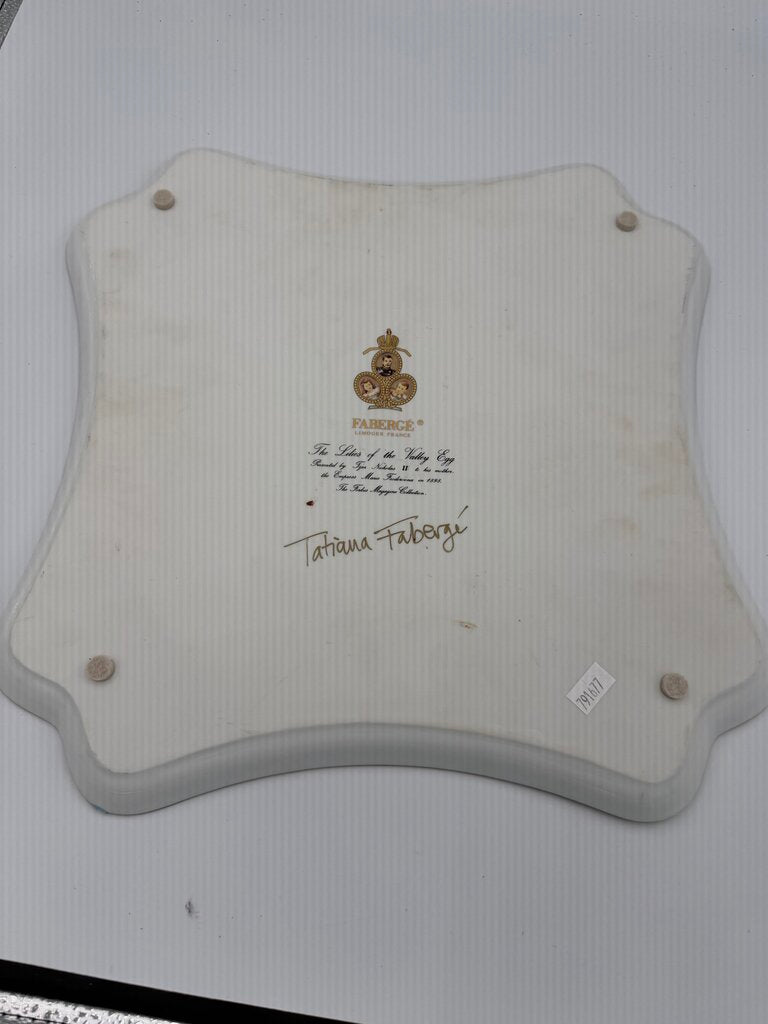 Rare Faberge Square "Lilies of the Valley" Presentation Charger Hand-Signed by Tatiana Fabergé (Forbes Collection)- 14X14