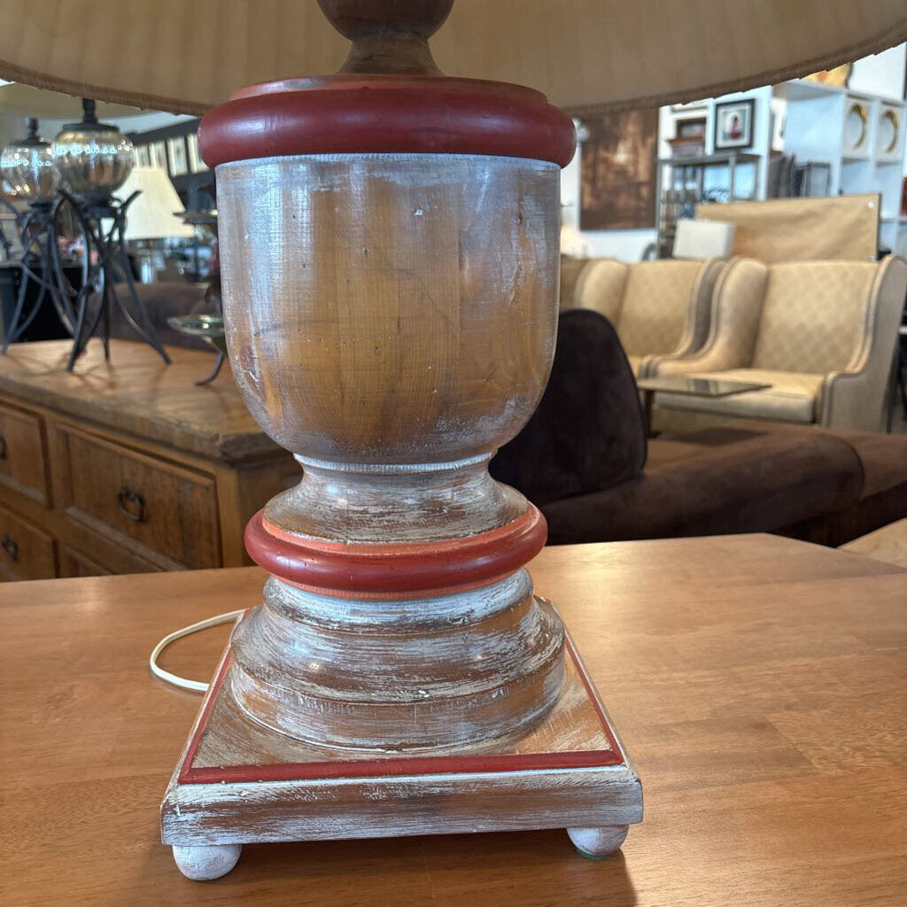 Vintage Painted Wood Balustrade Lamp-30H