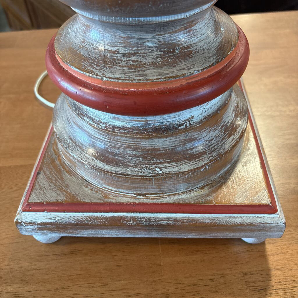 Vintage Painted Wood Balustrade Lamp-30H
