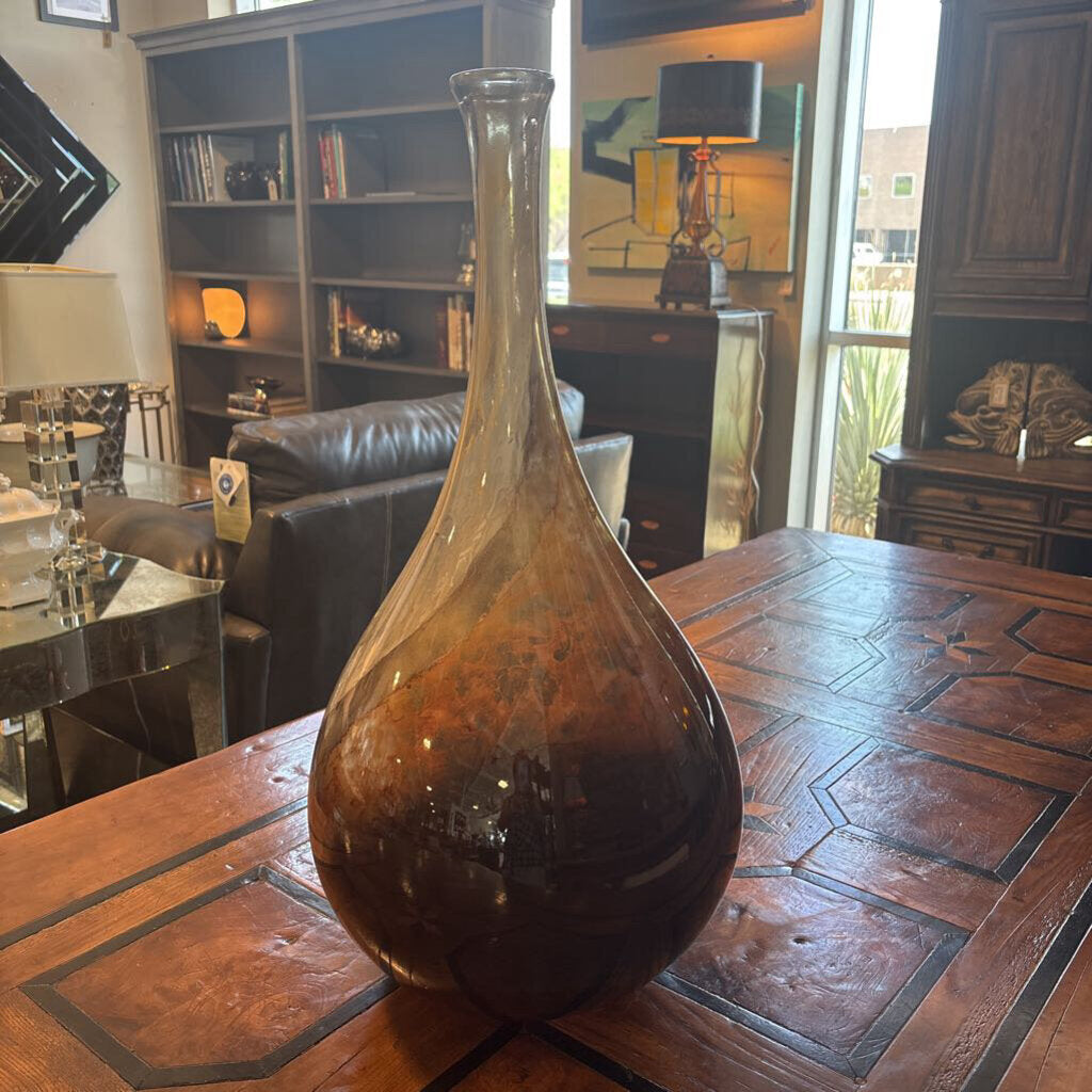 Blown Glass Hand Painted Tear Drop Vase - 13X30H